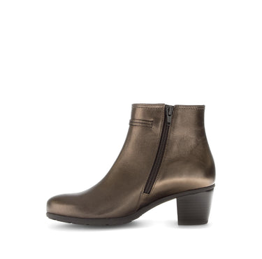 Bottines kaki en cuir lisse