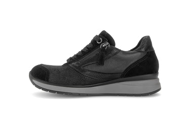 Baskets noires en cuirs combinés (adaptée Hallux Valgus)