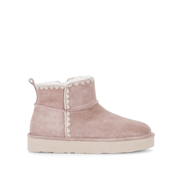 Bottines roses en daim (doublure intérieure chaude - agneau véritable)