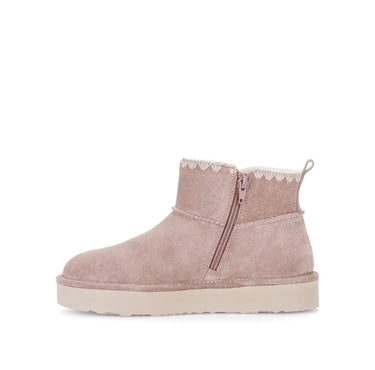 Bottines roses en daim (doublure intérieure chaude - agneau véritable)