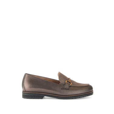 Mocassins bronze en cuirs combinés