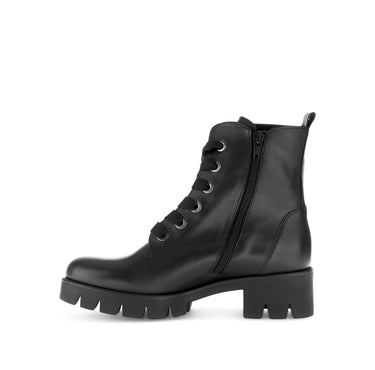 Bottines à lacets noires en cuir lisse