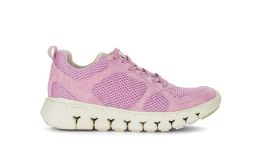 Baskets roses en textile et daim