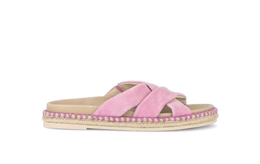 Mules roses en daim