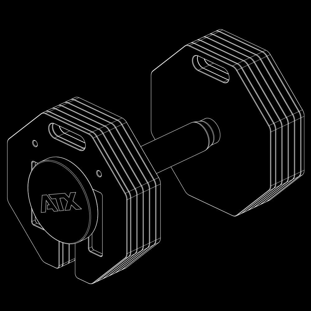 ATX® Verstellbare Kurzhanteln - Octa Dumbbells - 2 x 24 kg Isoansicht
