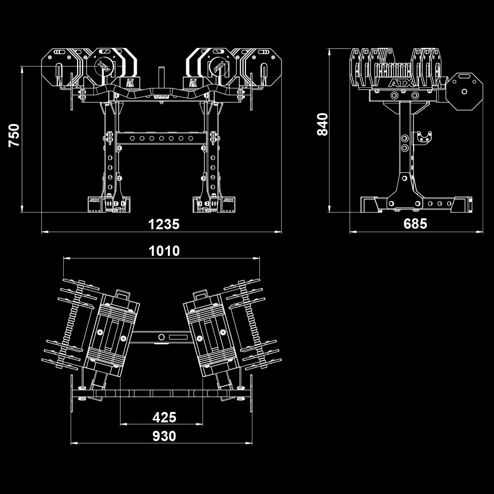 ATX® Octa-Dumbbell-Set XL 2 x 36 kg + SZ-Stange + Storage