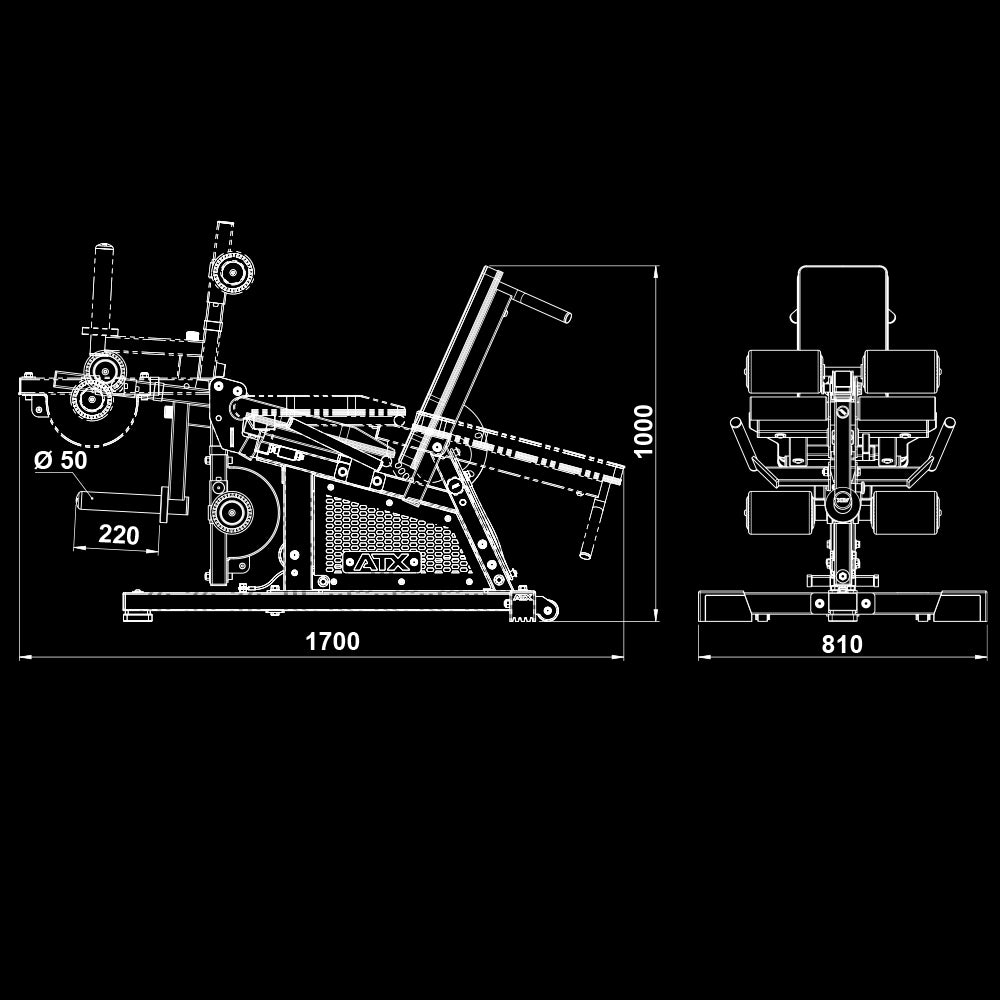 ATX® Beinstrecker-Beuger Sitzend/liegend Maße
