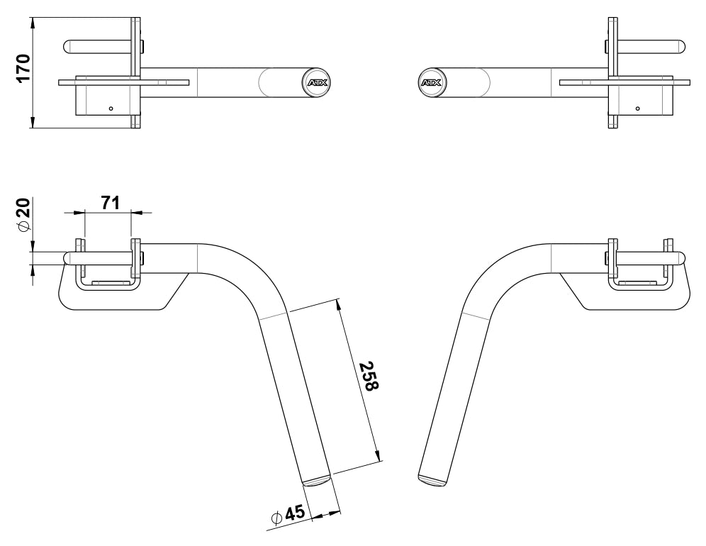 ATX® Dip Barren 700 Series Maße