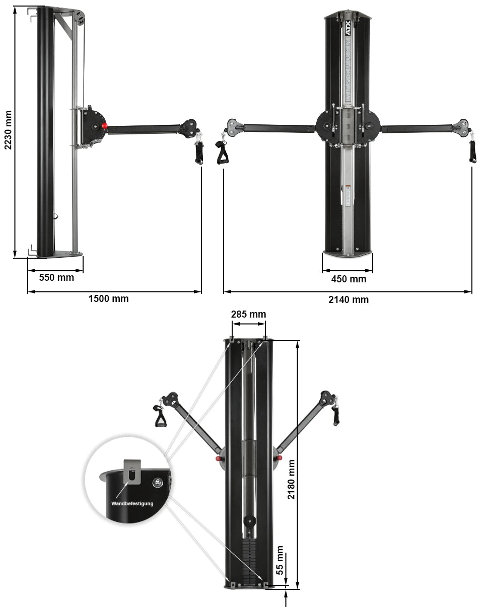 ATX® Multi Zugstation - Functional Trainer - zur Wandbefestigung