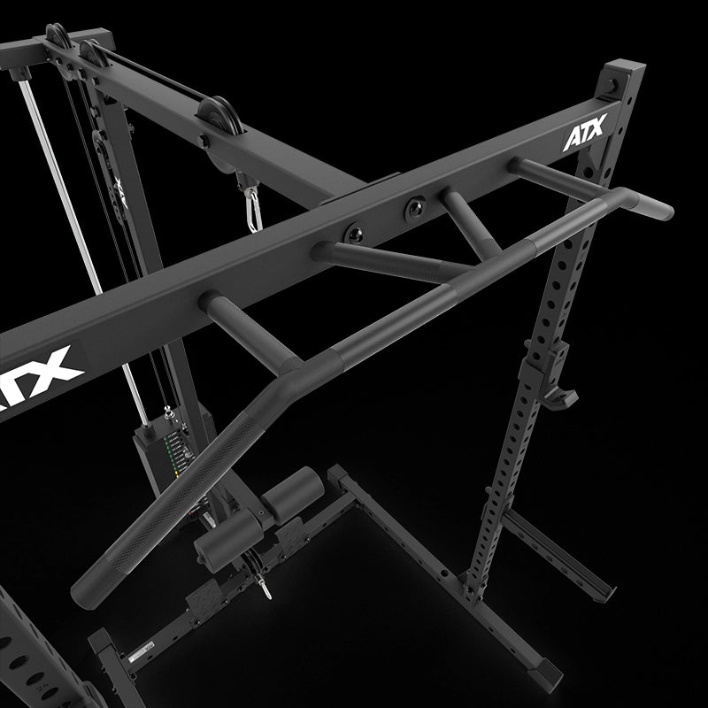 ATX® Half Rack 510 mit Latzugstation - 100 kg Steckgewichte - Höhe 195 cm Klimmzugstange