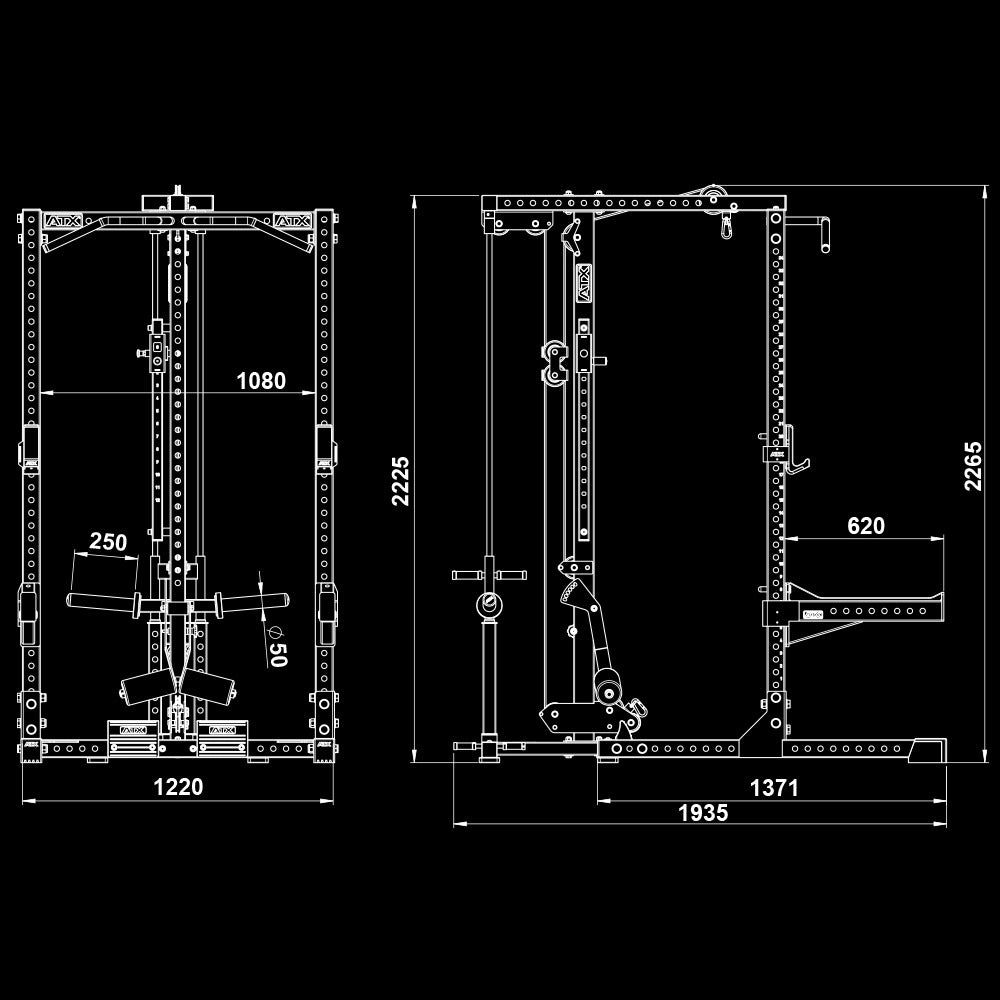ATX® Half Rack 780 with Lat Option - Plate Load