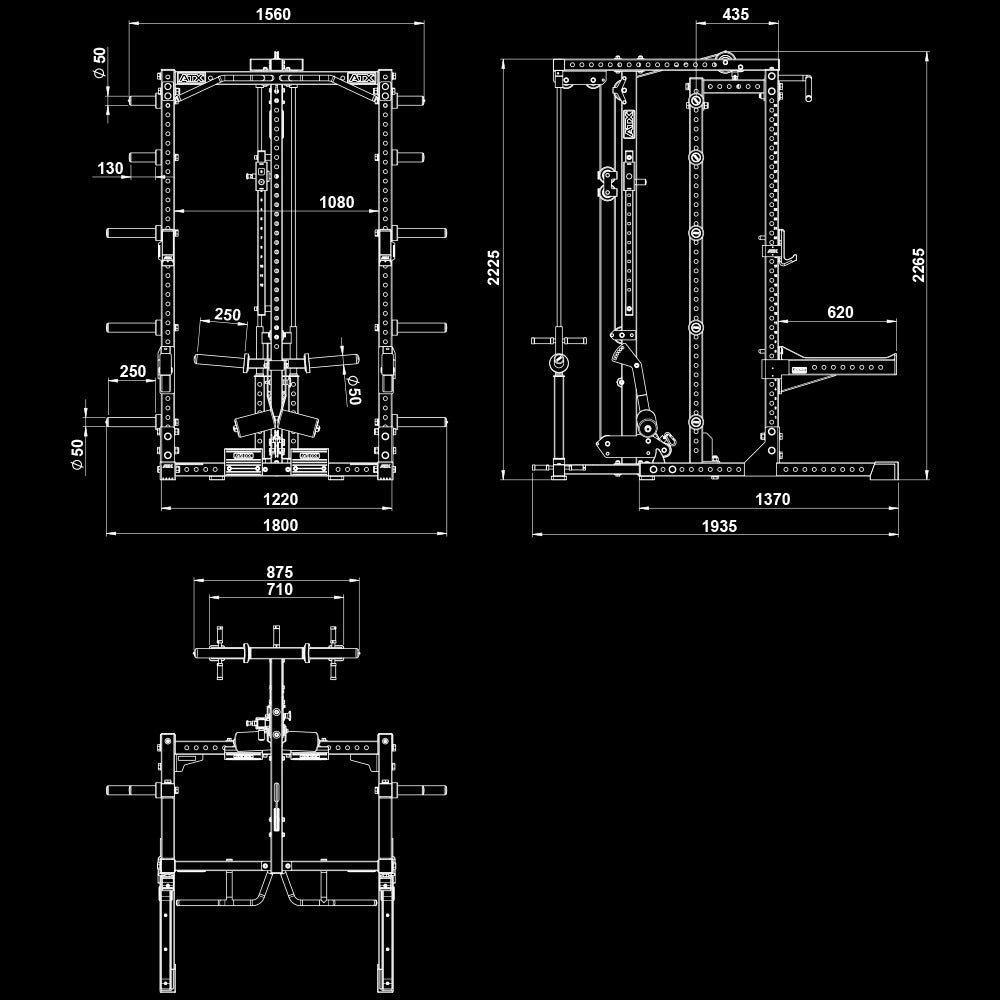 ATX® Half Rack 780 mit Extension und Latzug Plate Load
