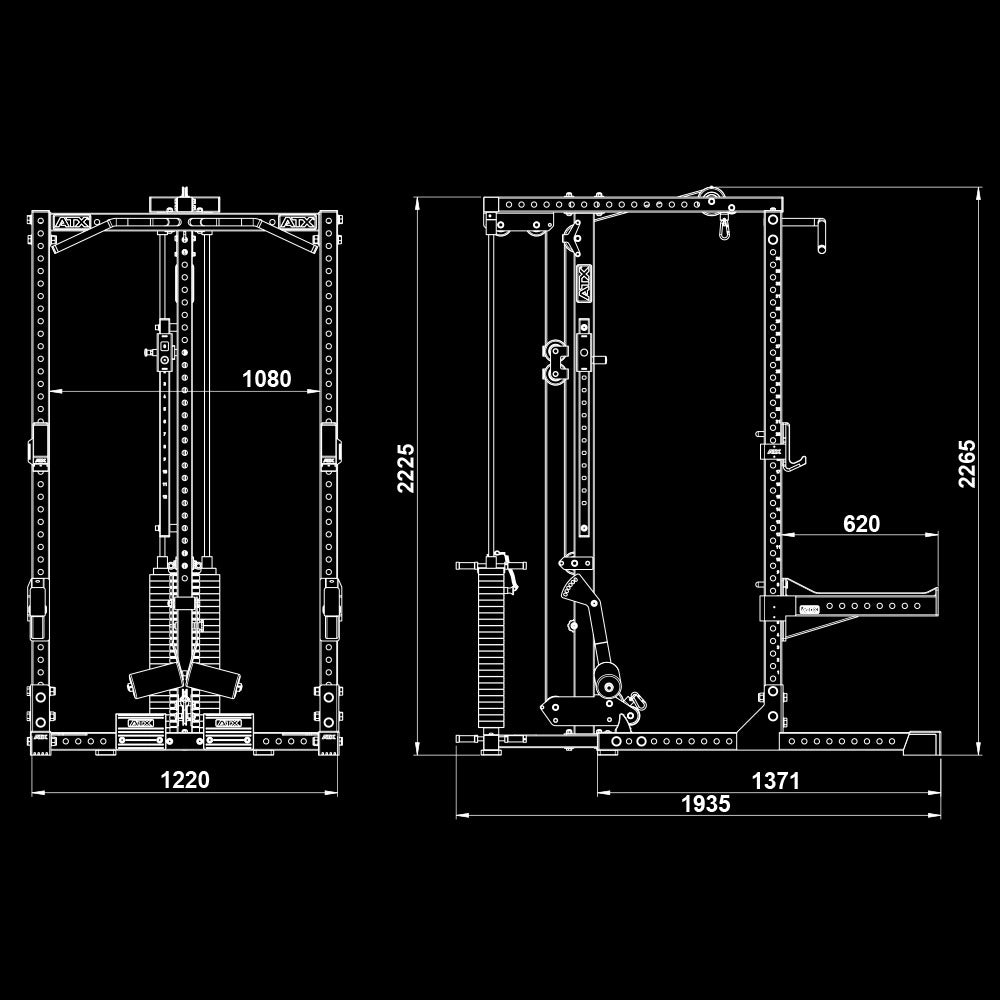 ATX® Half Rack 780 with Lat Pulldown - Weight Stack