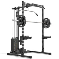 ATX® Half Rack 510 mit Latzugstation - 100 kg Steckgewichte - Höhe 195 cm mit Hantelscheiben