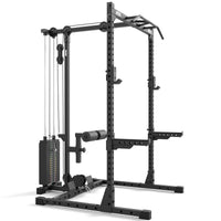ATX® Half Rack 510 mit Latzugstation - 100 kg Steckgewichte - Höhe 195 cm seitliche Ansicht