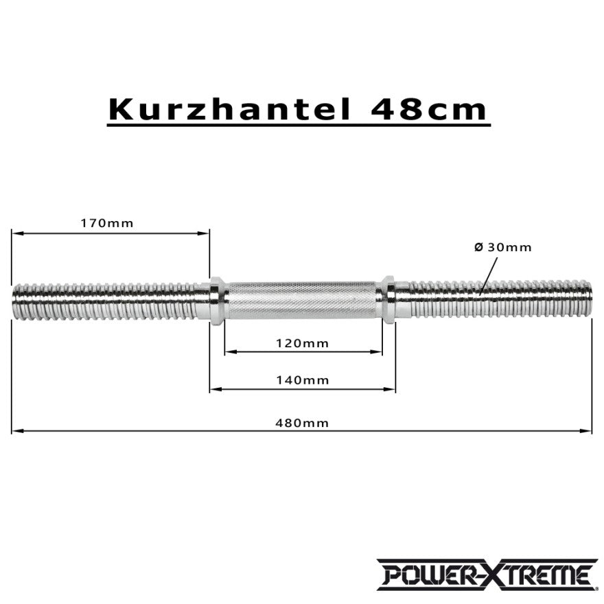 Kurzhantelstange Gewinde 30 mm - Länge 48 cm
