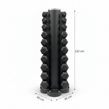 Hex Hantelsatz Gummi - 1 bis 10 kg + Hantelablage Maße