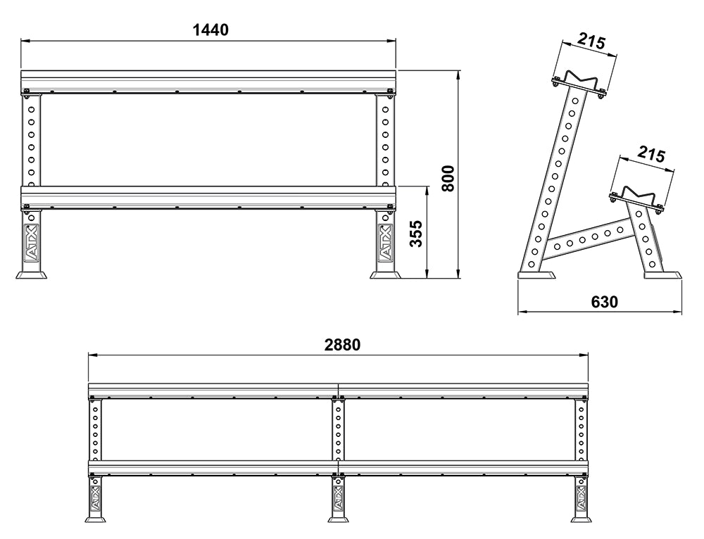 ATX® Kurzhantelablage doppelstufig - modular erweiterbar