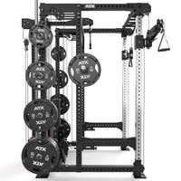 ATX® Hardcore Power Rack Seitenansicht mit Hantelscheiben