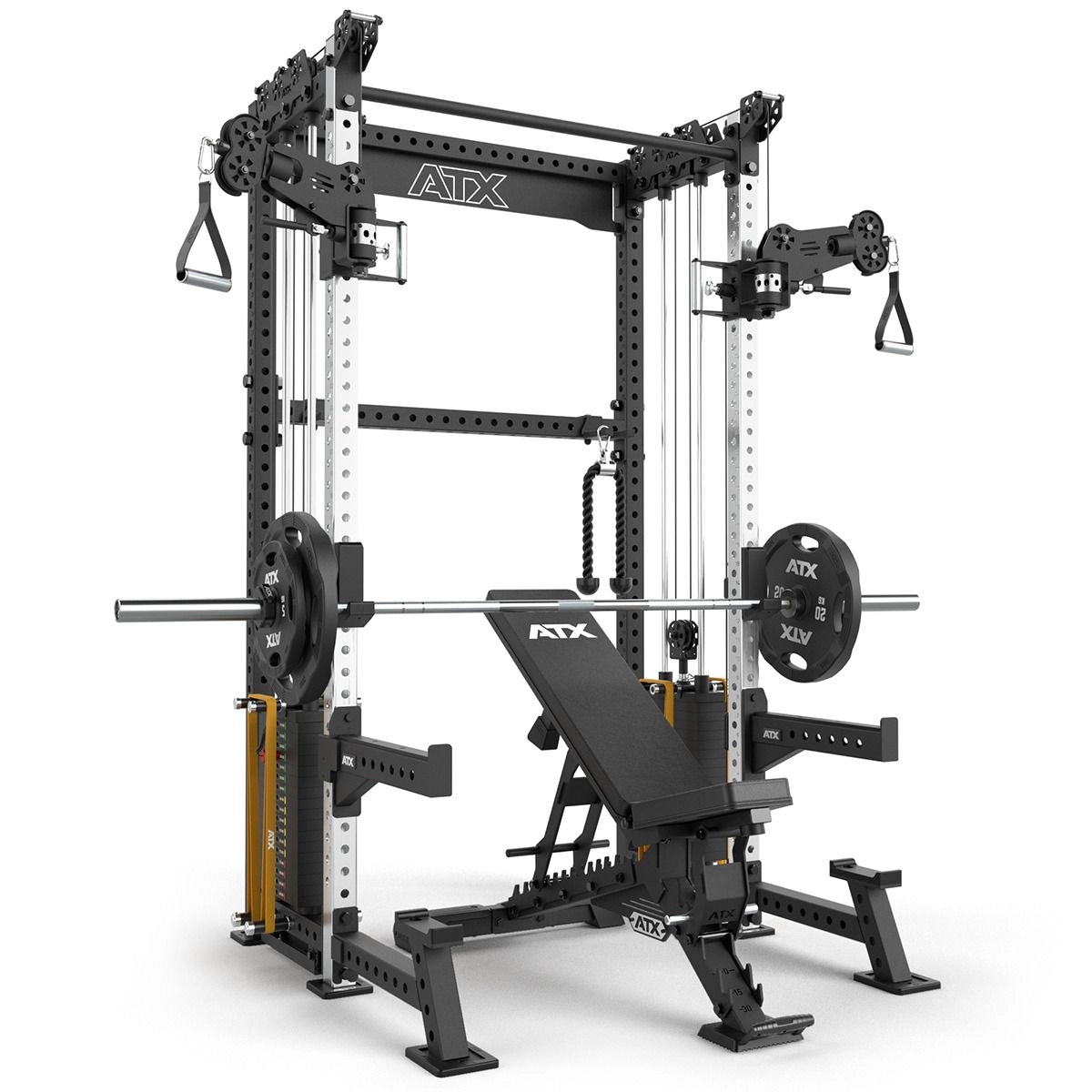 ATX® Cable Half Rack mit 2 x 90 kg Steckgewichte inkl. Hantelbank