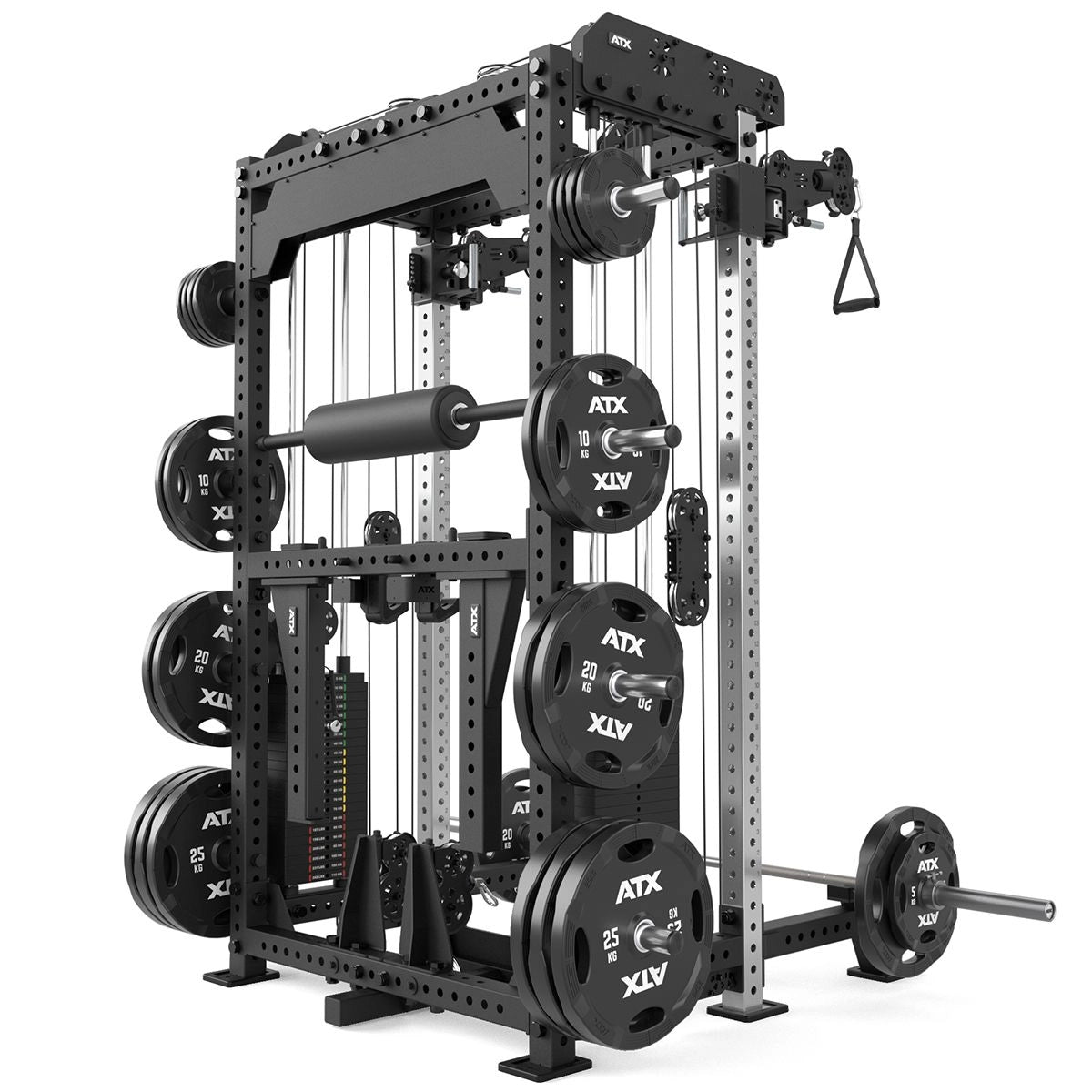 ATX® Multi Pull Half Rack mit 2 x 110 kg Steckgewichten Schrägansicht hinten