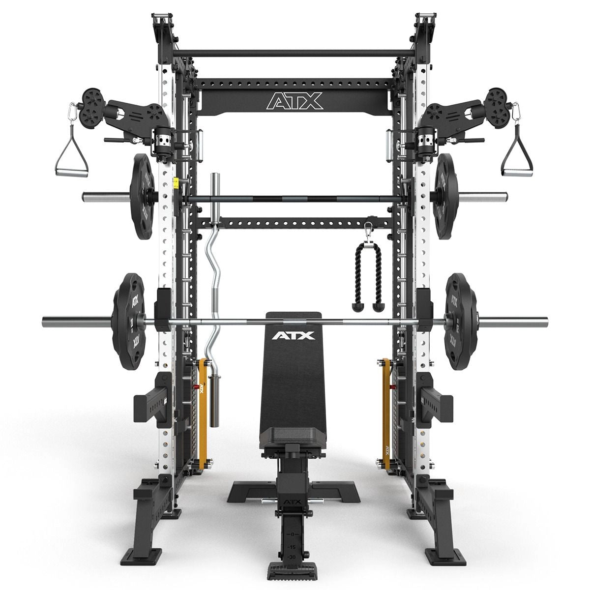 ATX® Rack-Zugstation mit Multipresse Frontansicht mit Zubehör