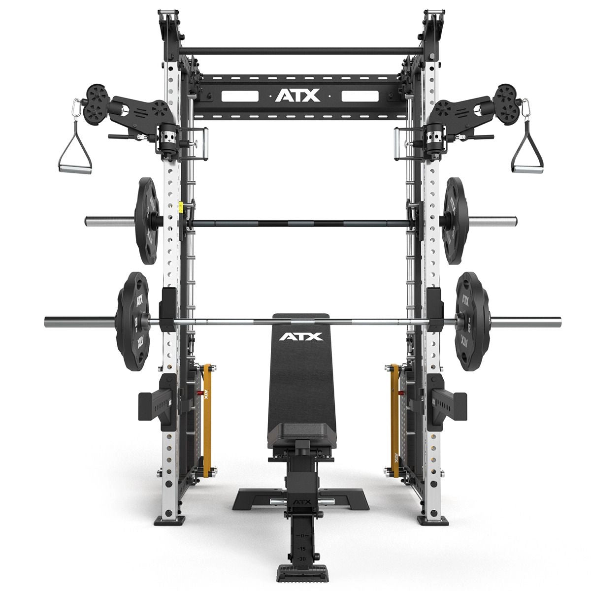 ATX® Rack-Zugstation inkl. Multipresse zur Wandbefestigung Front mit Hantelbank